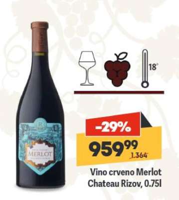 Vino crveno Merlot Chateau Rizov, 0.75l