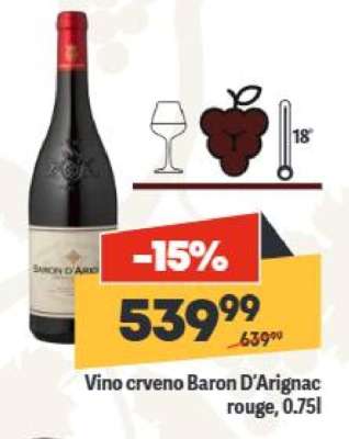 Vino crveno Baron D’Arignac rouge, 0.75l