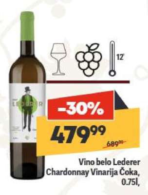 Vino belo Lederer Chardonnay Vinarija Čoka