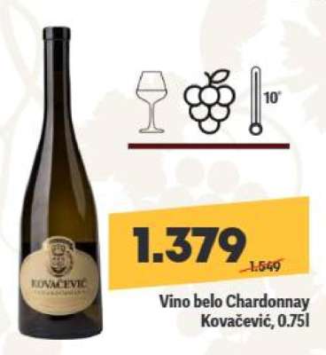 Vino belo Chardonnay Kovačević 0.75l