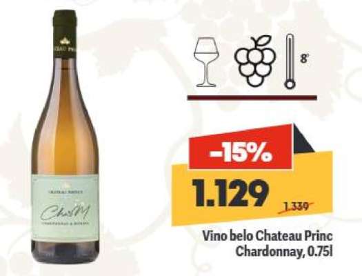 Vino belo Chateau Princ Chardonnay, 0.75l