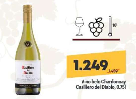 Vino belo Chardonnay Casillero del Diablo, 0.75l