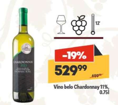 Vino belo Chardonnay 11%, 0.75l