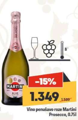 Vino penušavo roze Martini Prosecco, 0.75l