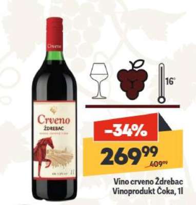 Vino crveno Ždrebac Vinoprodukt Čoka, 1l