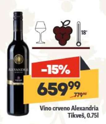 Vino crveno Alexandria Tikveš , 0,75l