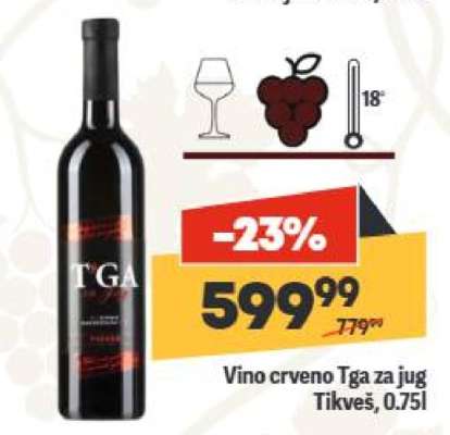 Vino crveno Tga za jug Tikveš, 0.75l