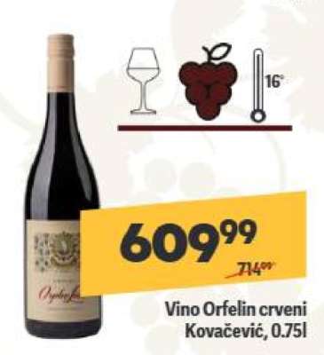Vino Orfelin crveni Kovačević, 0.75l