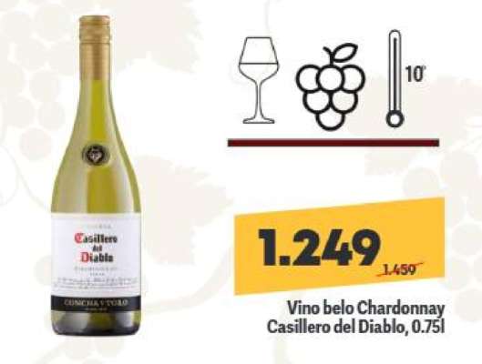Vino belo Chardonnay Casillero del Diablo, 0.75l