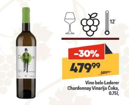 Vino belo Lederer Chardonnay Vinarija Čoka, 0.75l