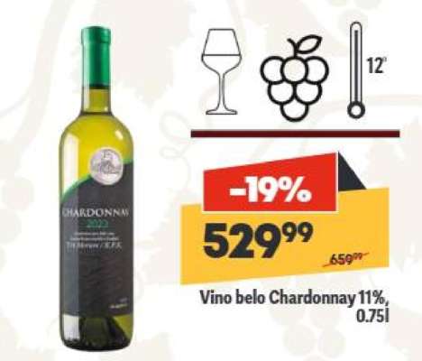 Vino belo Chardonnay 11%, 0.75l