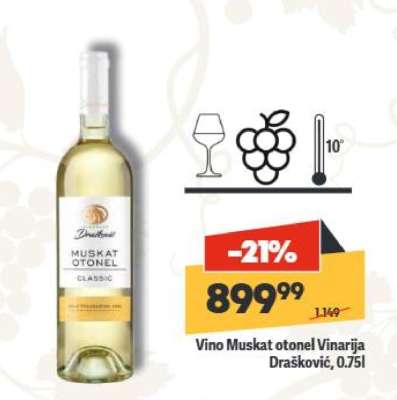 Vino Muskat otonel Vinarija Drašković, 0,75l