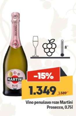 Vino penušavo roze Martini Prosecco, 0.75l