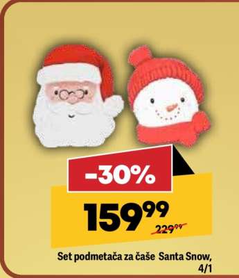 Set podmetača za čaše Santa Snow