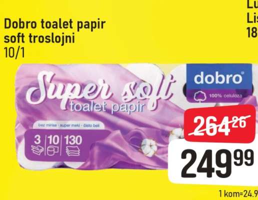 Dobro toalet papir soft troslojni 10/1