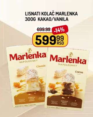 Lisnati Kolač Marlenka 300g Kakao/Vanila