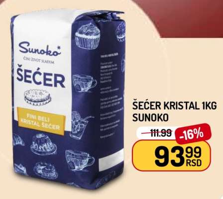 ŠEĆER KRISTAL 1KG SUNOKO