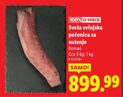 Sveža svinjska pečenica za sušenje