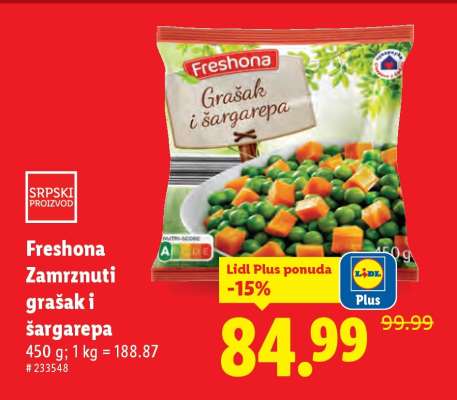 Freshona Zamrznuti grašak i šargarepa