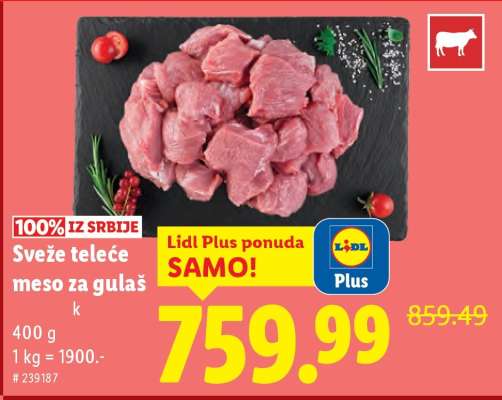 Sveže teleće meso za gulaš