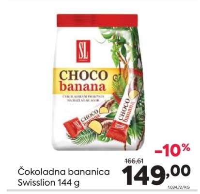 Čokoladna bananica Swisslion 144 g