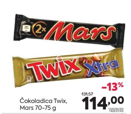 Čokoladica Twix, Mars 70-75 g