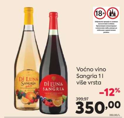 Voćno vino Sangria 1 l više vrsta