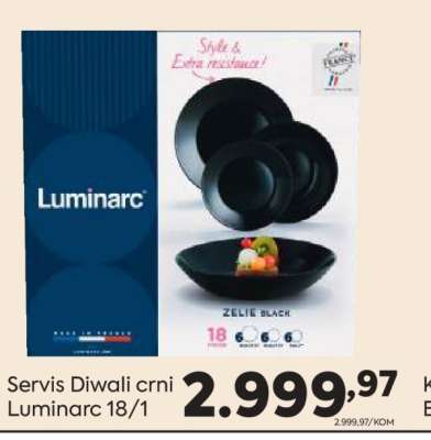 Servis Diwali crni Luminarc 18/1