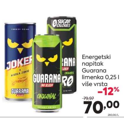 Energetski napitak Guarana limenka 0,25 l više vrsta