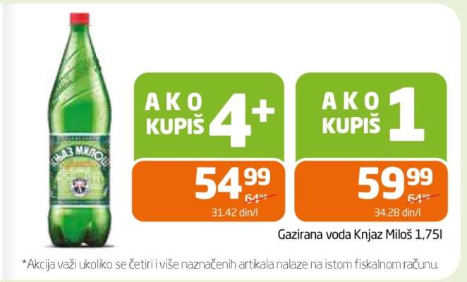 Gazirana voda Knjaz Miloš 1,75l