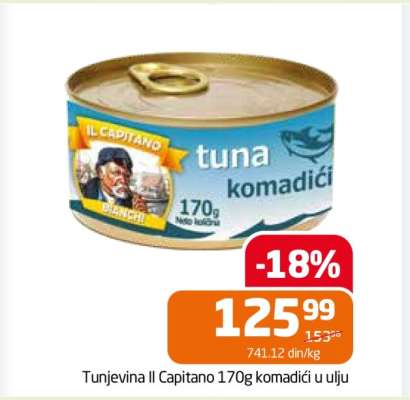 Tunjevina Il Capitano 170g komadići u ulju