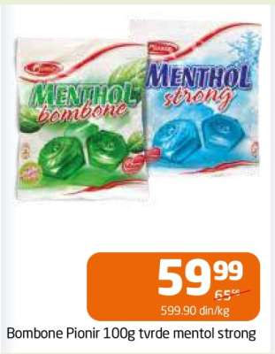 Bombone Pionir 100g tvrde mentol strong