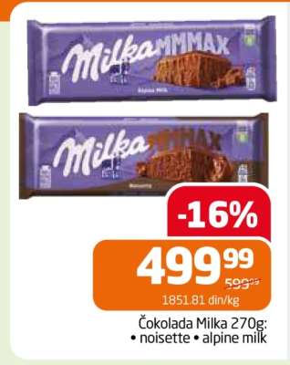 Čokolada Milka 270g