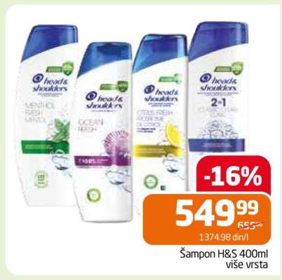 Šampon H&S 400ml