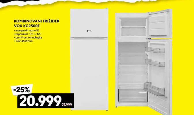 KOMBINOVANI FRIŽIDER VOX-KG2500E