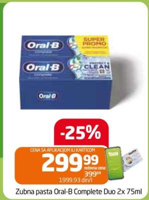 Zubna pasta Oral-B Complete Duo 2x 75ml