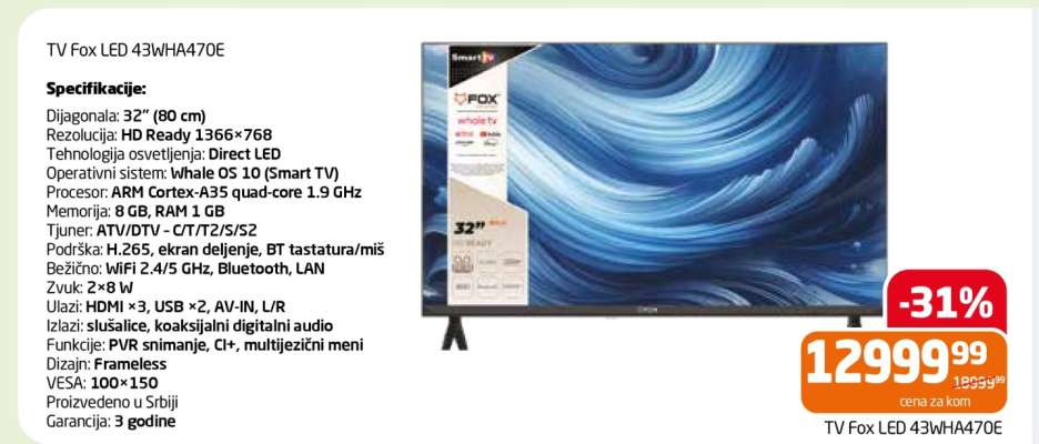 TV Fox LED 43JWH470E