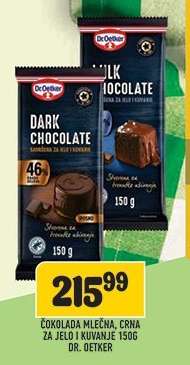 Čokolada mlečna, crna za jelo i kuvanje 150g Dr. Oetker