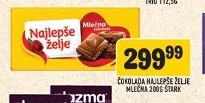 Čokolada Najlepše Želje Mlečna 200g Štark