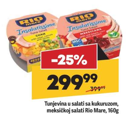 Tunjevina u salati sa kukuruzom , meksičkoj salati Rio Mare 160g