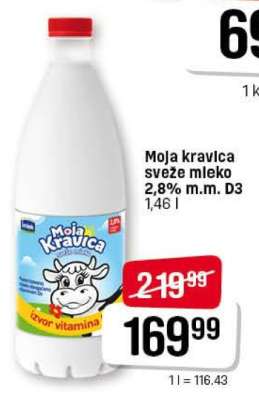 Moja Kravica sveže mleko 2.8% m.m. D3