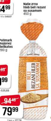 Naše zrno hleb beli rezani sa susamom