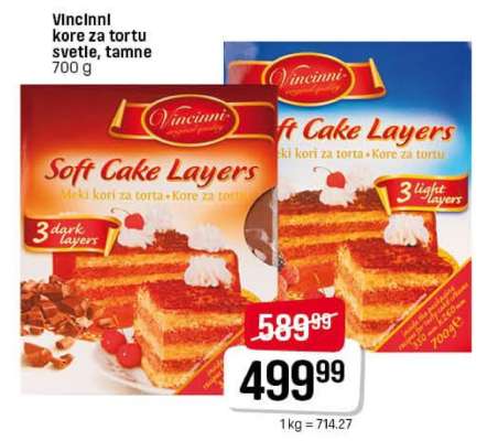 Vincinni kore za tortu svetle, tamne