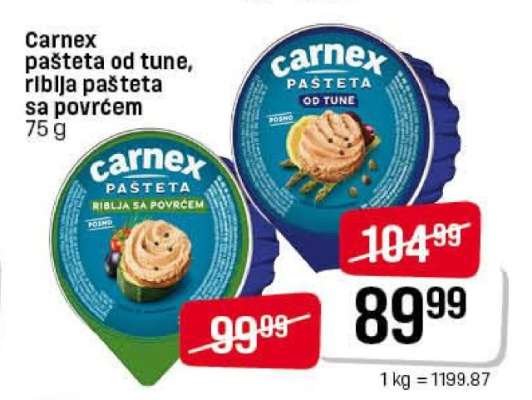 Carnex pašteta od tune, riblja pašteta sa povrćem