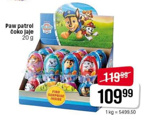 Paw patrol čoko Jaje