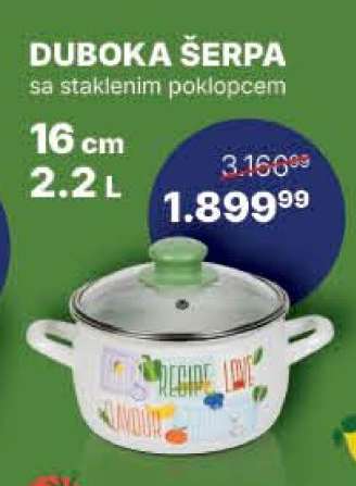 Duboka šerpa sa staklenim poklopcem