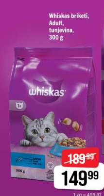 Whiskas briketi, Adult, tunjevina, 300 g