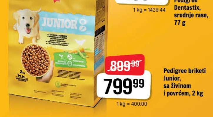 Pedigree briketi Junior, sa živinom i povrćem, 2 kg