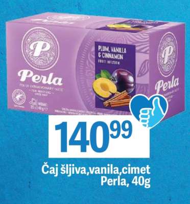 Čaj šljiva,vanila,cimet Perla, 40g