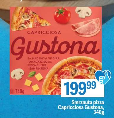 Smrznuta pizza Capricciosa Gustona, 340g